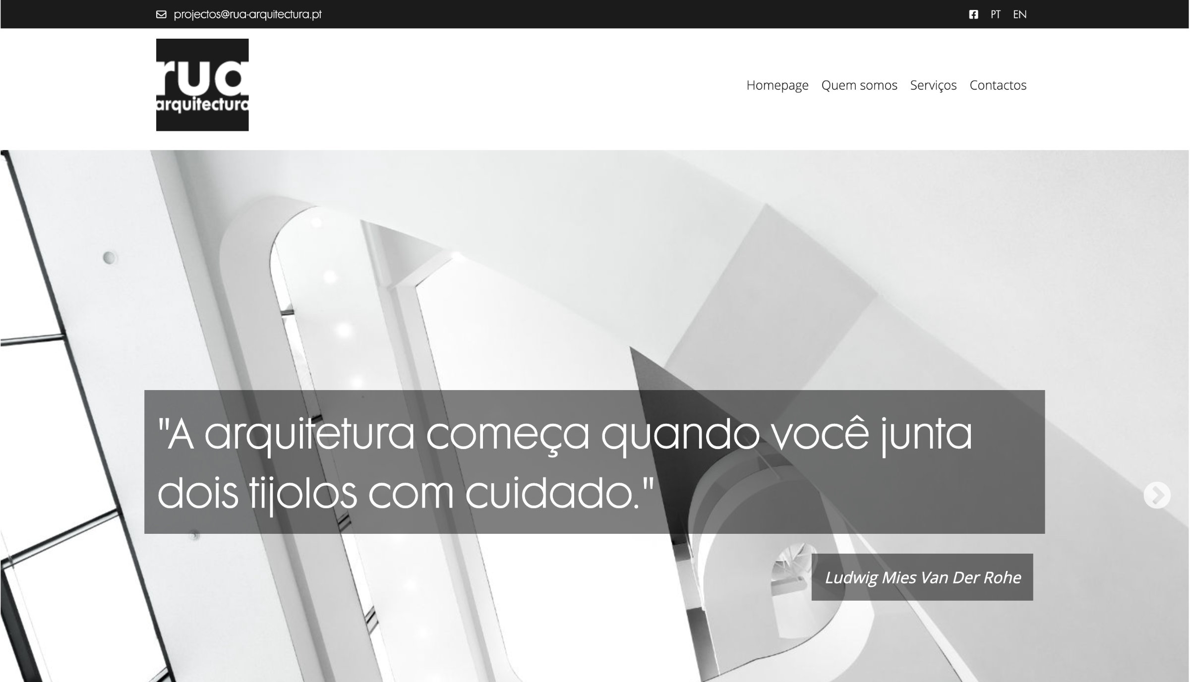 Rua Arquitectura - Header do website
